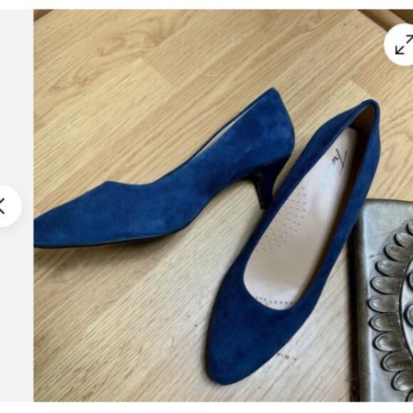 TROTTERS BLUE SUEDE KITTEN HEEL CUSHIONED Comfort PUMPS 7.5 M Shoes - Picture 3 of 7